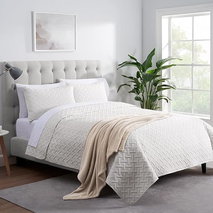 Serta Cozy Plush Thick Fuzzy Soft Throw Blanket for Bed and Couch, 108 in x 90 in, Taupe