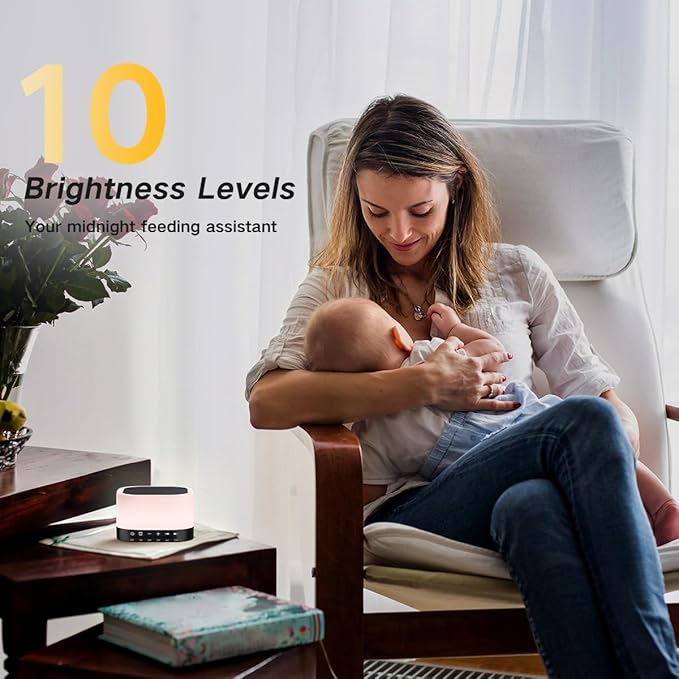 SleeZOO Sound Machine White Noise Machine with 25 Soothing Sounds 12 Colors Light with 10 Adjustable Levels 32 Adjustable Volumes 5 Timers Portable Sleep Machine for Adults Kids Baby (Black)