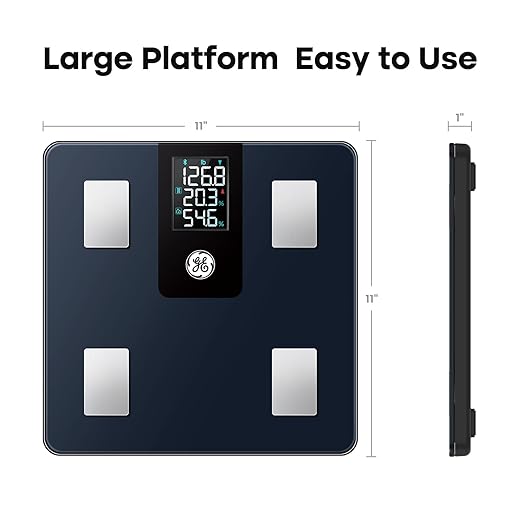 GE Smart Scale for Body Weight and Fat Percentage with All-in-one LCD Display, Digital Bathroom Weight Scales Bluetooth Body Composition Analyzer with App, Accurate Weighing, 400 lbs / 180 kg