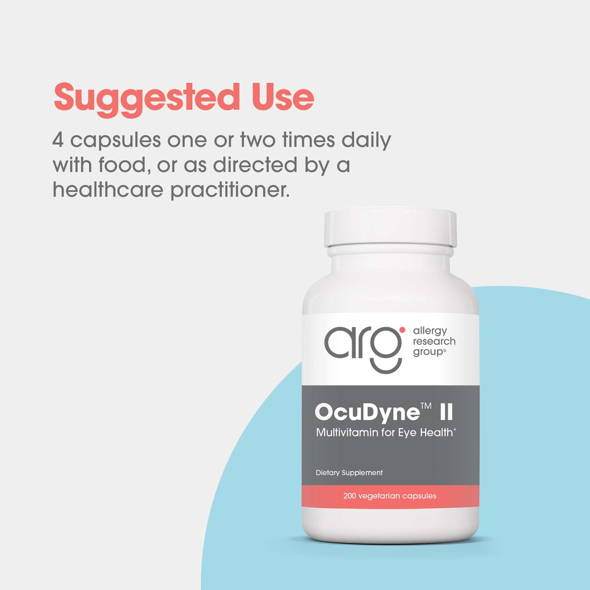 Allergy Research Group ARG OcuDyne II - Eye Health Supplement - Vision Support Vitamins with Lutein, Zeaxanthin & Antioxidants - Multivitamin Formula - Vegetarian - 50 Servings - 200 Capsules