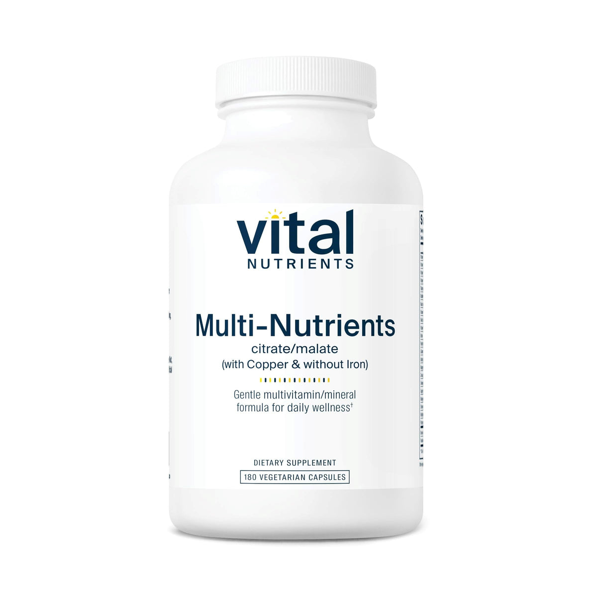 Vital Nutrients - Multi-Nutrients 2 - Citrate/Malate Formula (with Copper and Without Iron) - Multi-Vitamin/Mineral, Potent Antioxidants, Gentle Bioavailable Form - 180 Vegetarian Capsules per Bottle