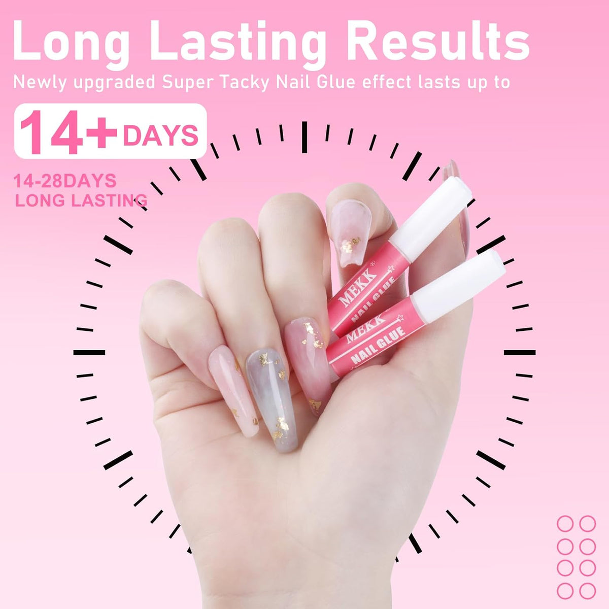 MEKK Nail Glue,Super Strong & Long-Lasting Nail Glue for Acrylic Nails,Press Ons & Nails Tips,Professional Adhesive for Nail Art Supplies,0.07OZ/PCS (12PCS)