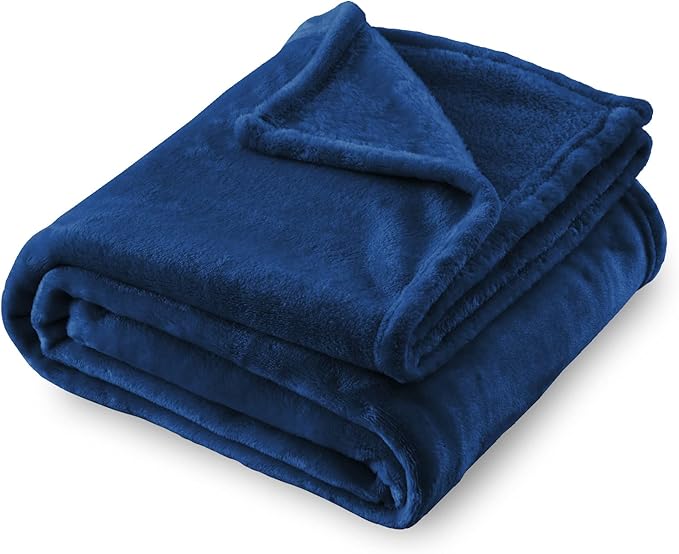 SOCHOW Flannel Fleece Blanket Twin Size, All Season Lightweight Super Soft Cozy Blanket for Bed or Couch, Navy Blue, 60x80 inches