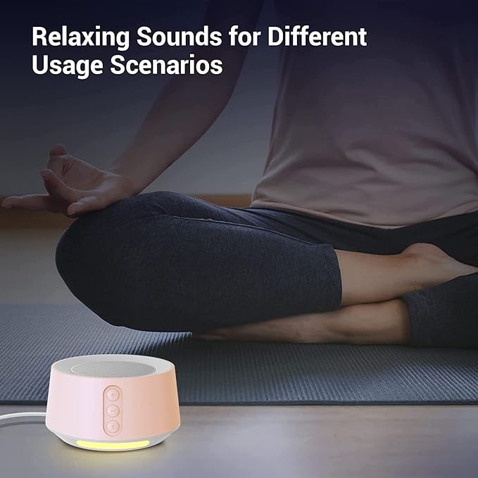 BGOVERSS White Noise Machine with 14 Soothing Sounds and 10 Levels Night Light for Sleeping, 5 Timers and Memory Feature - Plug in Sound Machine for Nursery, Baby, Kids, Adults, Pink