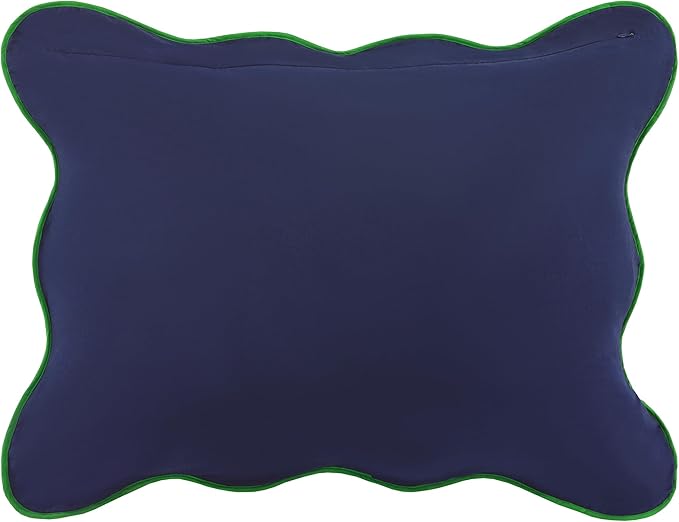 kate spade new york Scalloped Edge 3-Piece King Quilt Bedding Set, 100% Cotton Reversible Cover, All Season Warmth Bedding, Machine Washable, Navy