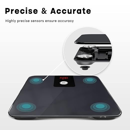 GE Digital Smart Bathroom Scale - Accurate Bluetooth Body Weight and BMI - Electronic Black Scale, 400lb Capacity
