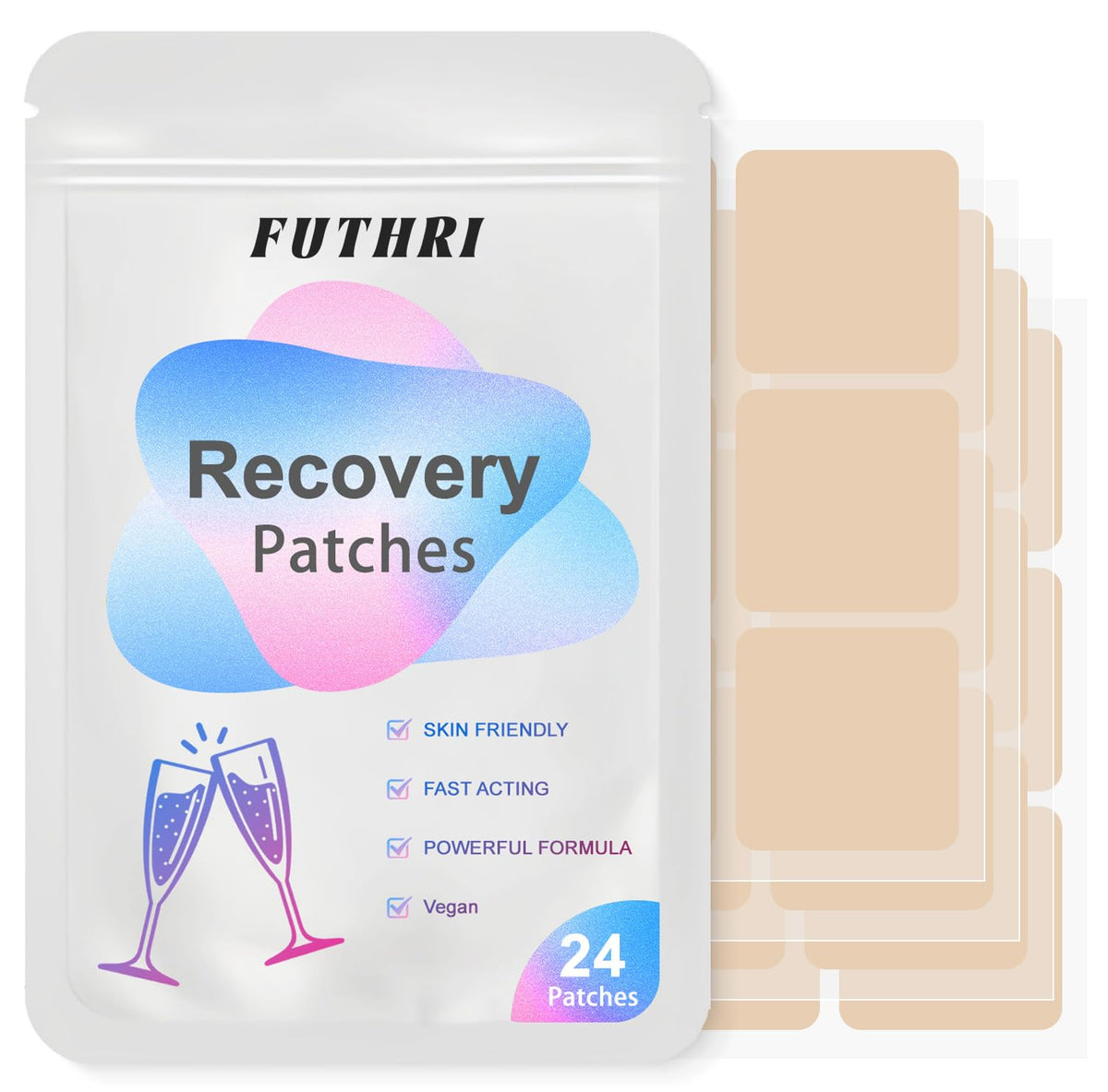 FUTHRI Party Care Patches, 24 Pack, Natural Ingredients, Skin-Friendly, Self-Adhesive, Long Lasting, for Daily Party Recovery