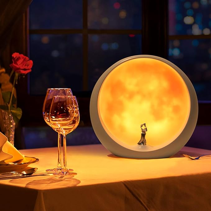 Moon Lamp for Living Room, Decoration Night Light, Anniversary Valentine Gifts for Him, Mr & Mrs Signs for Wedding Table Décor, Art Ornament Home Gift Xmas Gift, Newlywed Couples Under The Full Moon