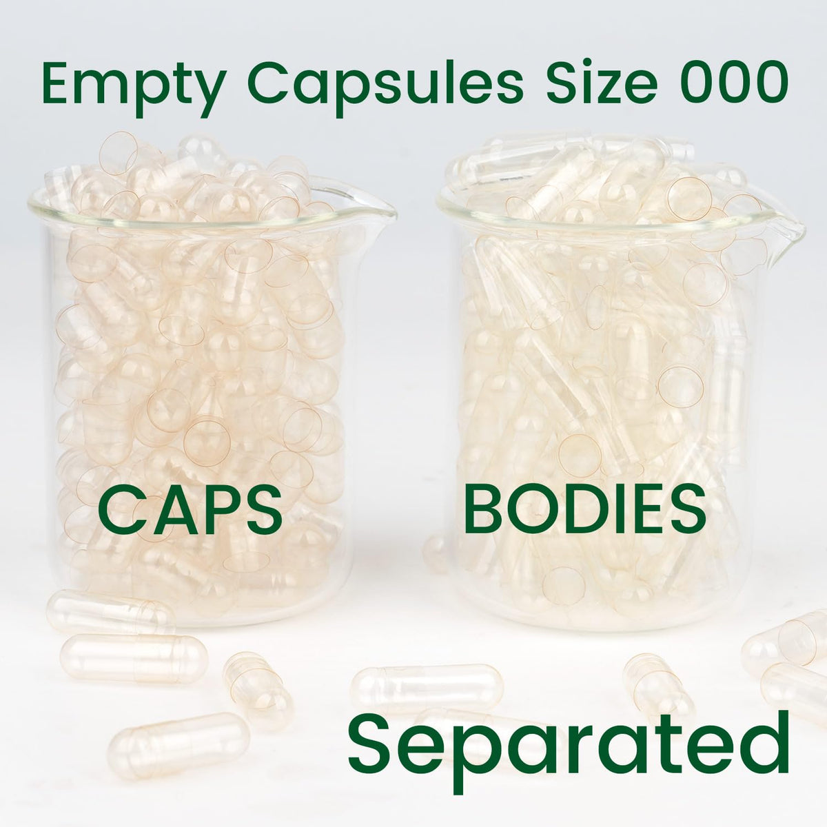 CAPSLogist Empty Capsules 000 Separated, Vegan Pill Capsules Empty 1000 Count, Vegetable Clear Gel Pill Capsule for Fill Your Supplements