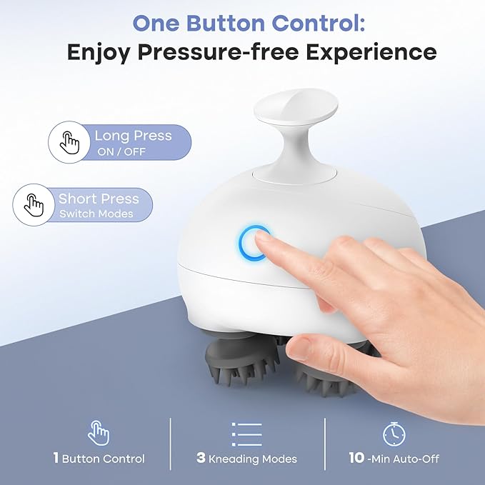 arboleaf Scalp Massager Electric Kneading Head Massager Scalp Stress Relax Portable Rechargeable Hair Massage Waterproof Cat Scratcher, Gifts for Him Her