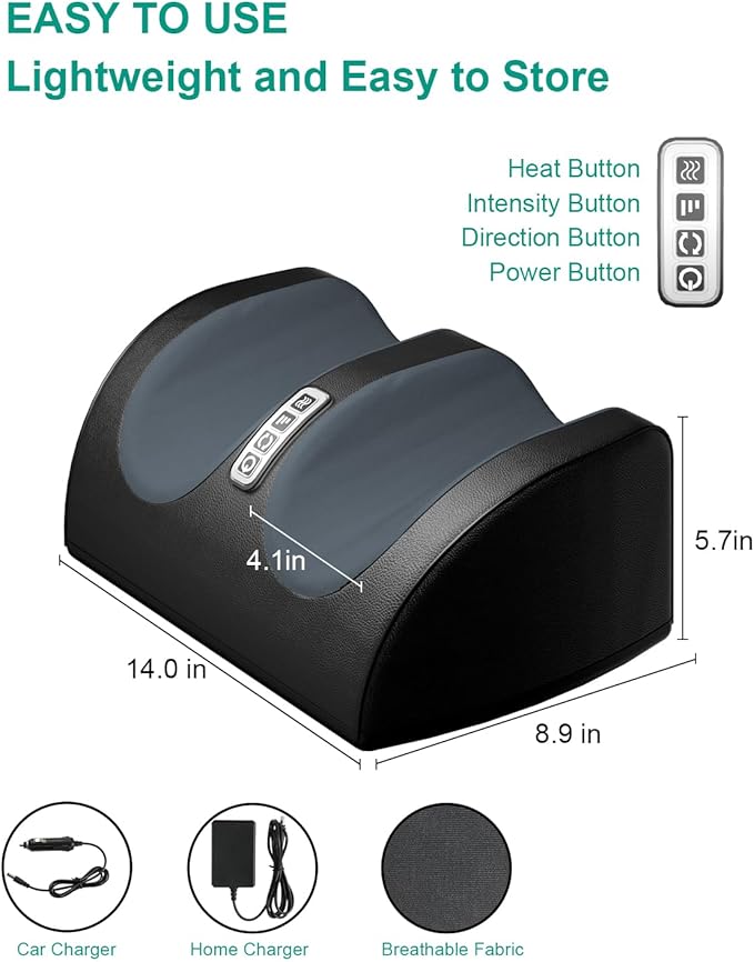 Shiatsu Foot Massager Machine with Heat, Foot and Calf Massager with Massage Roller, Deep Tissue Massager for Plantar Fasciitis, Pain Relief, Promotes Blood Circulation, Gifts for Women & Men