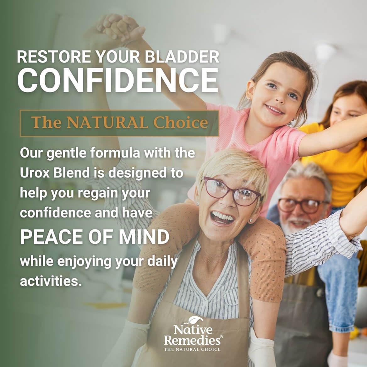 Native Remedies Bladder Control Supplements - Peace of Mind with Urox - Bladder Support for Women & Men, for Overactive Bladders Health - Reduce Nighttime Urination - Non-GMO Vegan Capsules (60 Count)