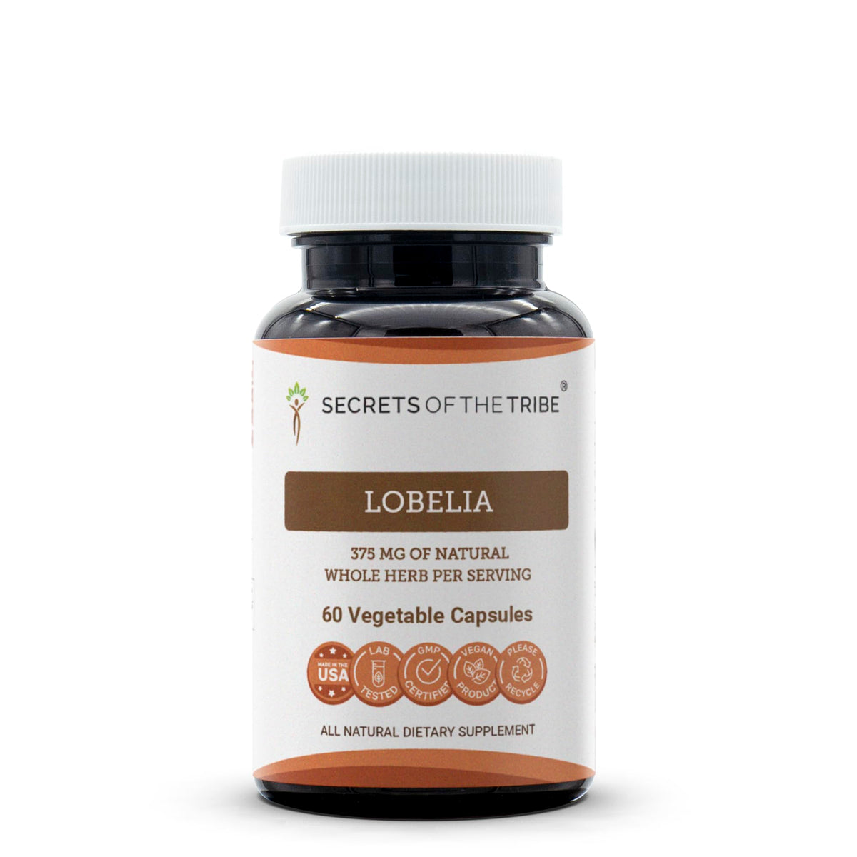 Secrets of the Tribe Lobelia 60 Capsules, 375 mg, Responsibly farmed Lobelia Inflata Dried Herb (60 Capsules)