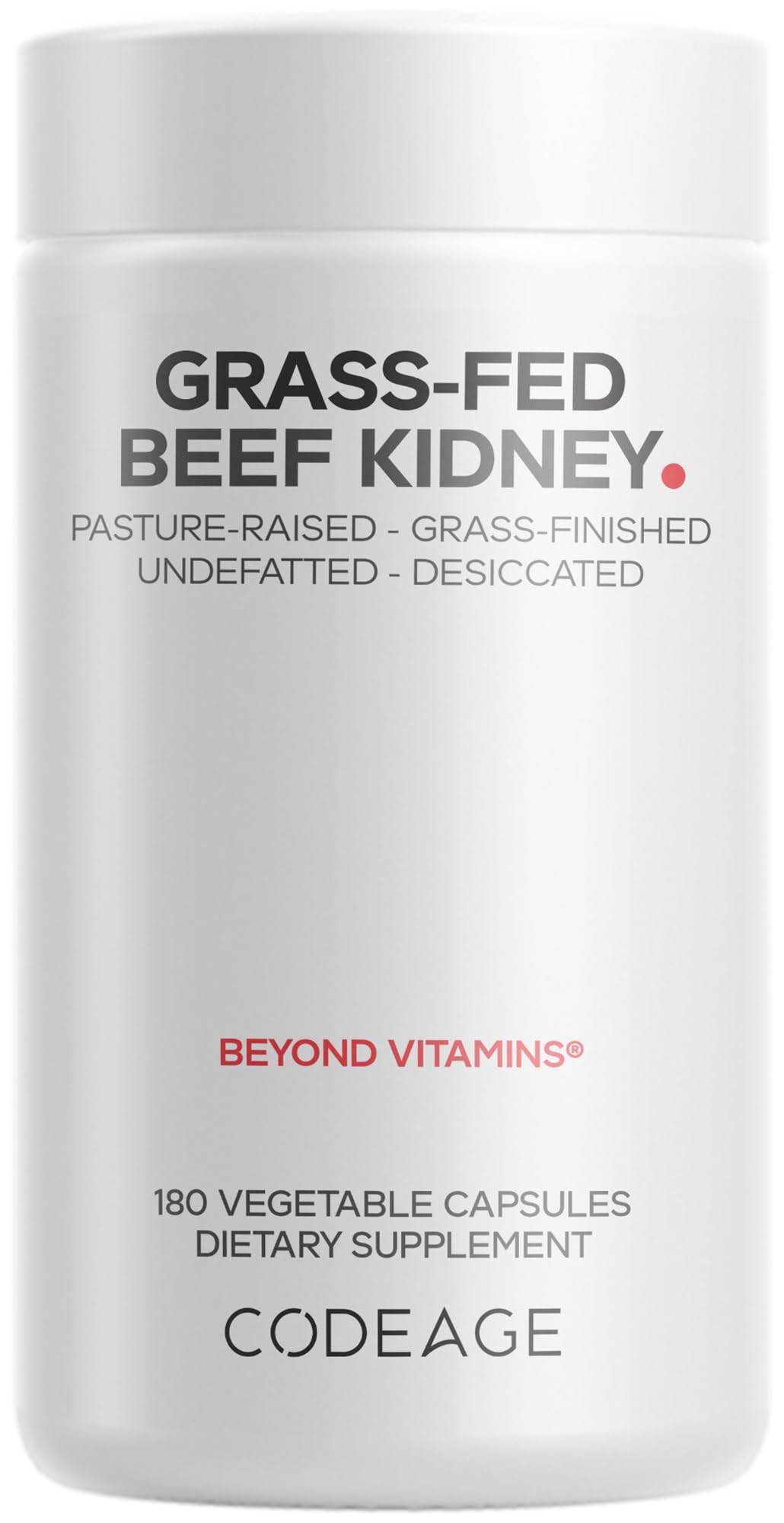 Codeage Grass Fed Beef Kidney Supplement - Freeze Dried, Non-Defatted, Desiccated Glandulars Nutrition Bovine Pills – Pasture Raised Beef Vitamins - Non-GMO -180 Capsules