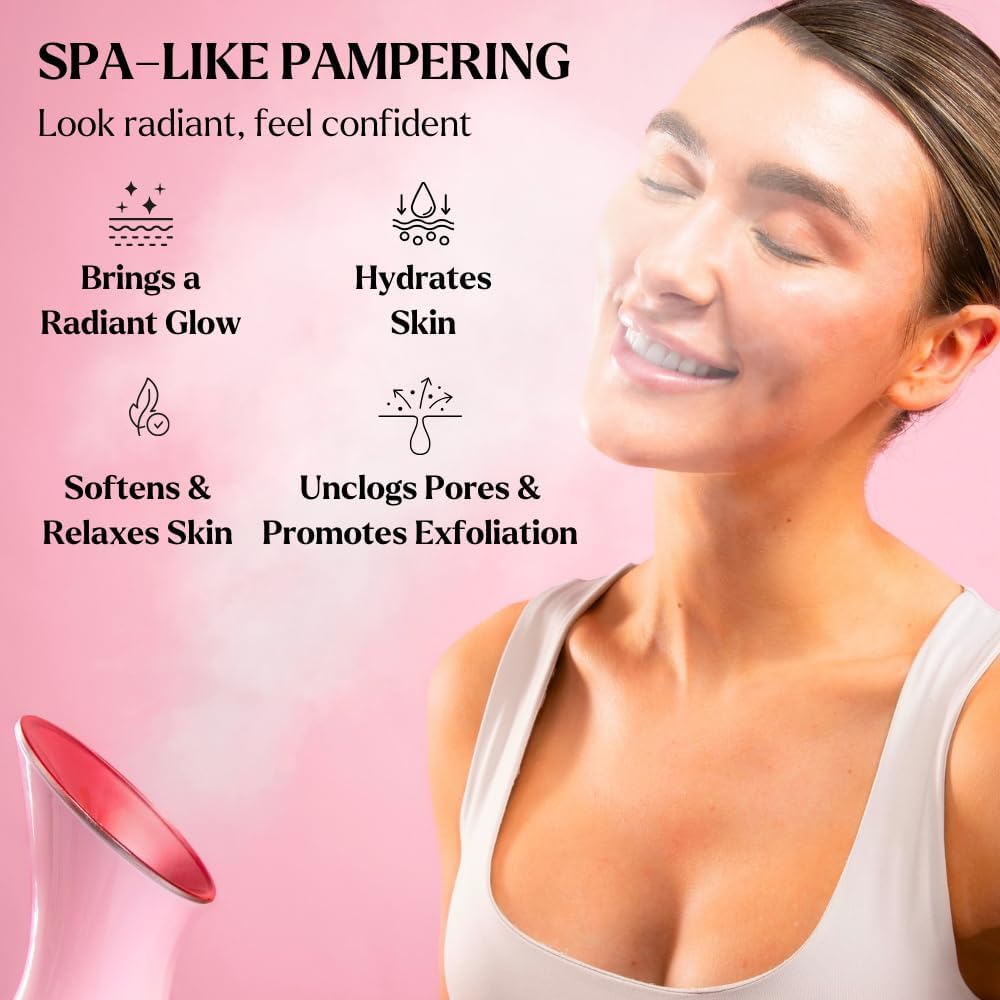 Facial Steamer Spa Kit with Complimentary 6 Skin Care Tools | Face Steamer for Facial Deep Cleaning with Towel Warmer & Humidifier Mode| Self Care Gifts for Women, Spa Gifts, Birthday Gifts for Women
