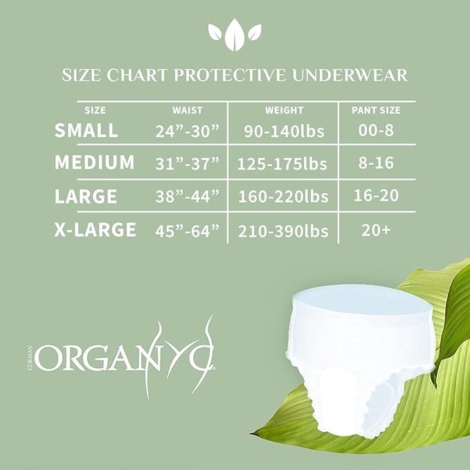 Organyc Bladder Control Underwear for Women - Organic Cotton Protective Underwear for Incontinence, Leak Protection, Odor Protection and Sensitive Skin, Large, 48 Count