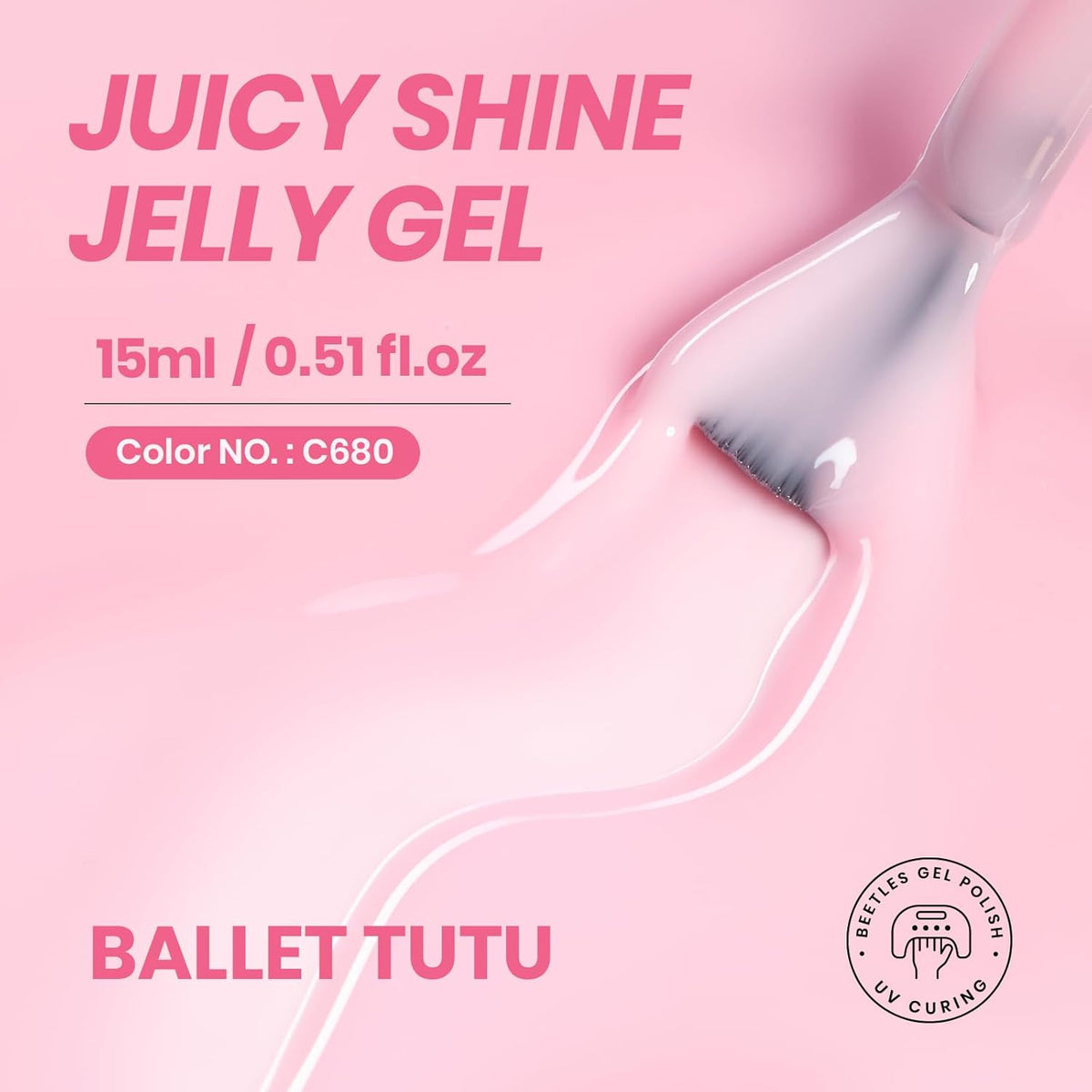 Beetles Nude Gel Nail Polish - 15ml Nude Pink Natural Gel Polish Nail Concealer Ballet Pink Jelly Gel Polish Sheer Translucent Soak Off UV Nail Art DIY Salon Home Manicure Gift for Girls Women