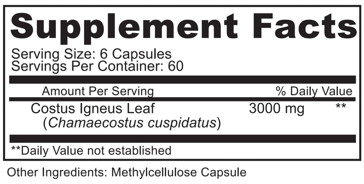 ORGANOPLEX - Insulin Plant Capsules (Costus Igneus), 100% Natural Supplement, 360 Veggie Caps (2 Month Supply) - Insulin Plant