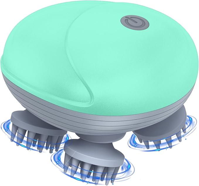 Upgraded Handheld Pet Massager for Dogs and Cats, Electric Cat Massager Dog Massager, with 4 Rotatable Massage Heads, Three Modes, for Relieving Tight Stiffness Muscles, Promote Bonding, Green