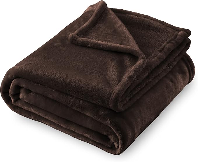 SOCHOW Flannel Fleece Blanket Twin Size, All Season Lightweight Super Soft Cozy Blanket for Bed or Couch, Brown, 60" X 80"