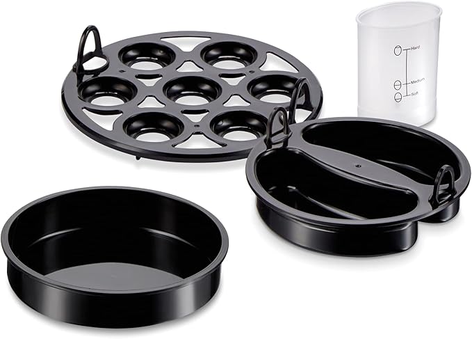Hamilton Beach Egg Cooker 3-in-1 for Hard Boiled & Poached Eggs, Omelets & Vegetable Steamer, Holds 7, Black (25507)