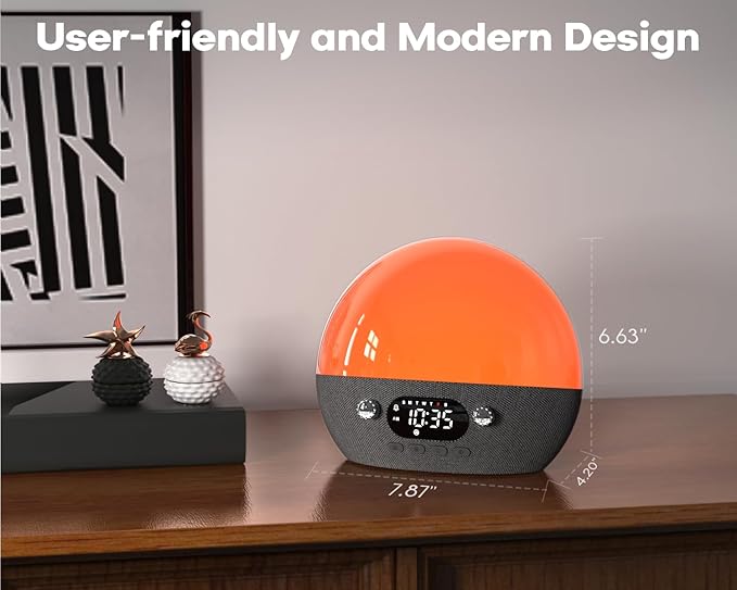 Sound Machine, Sunrise Alarm Clock w/Bluetooth Speaker, White Noise for Sleep, Wake up Light Alarm Clocks for Bedrooms, Heavy Sleeper, Dimmable Night Lights Sunset Lamp, for Baby Kids Adults