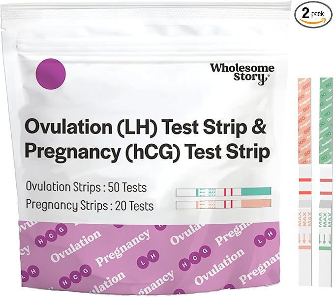 Ovulation Test Strips & Pregnancy Test Strips Combo Kit | Accurate & Easy to Read | Early Detection | 50 LH + 20 hCG 5mm Strips