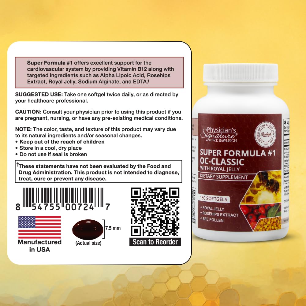 Rawleigh Super Formula No. 1 OC Classic – 180 Softgels (3-Month Supply) | Antioxidant & Cellular Support | Heart, Immune & Energy Wellness | with Royal Jelly, Bee Pollen, Rosehips, ALA & Vitamin B12