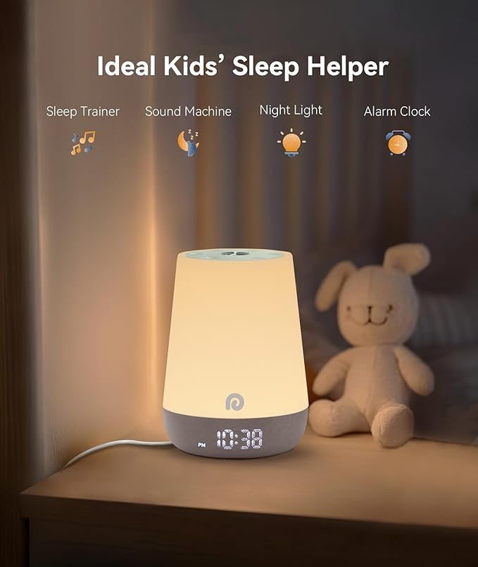 Dreamegg Nite 1 - Baby Sound Machine, Sleep Trainer, Night Light for Kids, Ok to Wake Alarm Clock, 34 Soothing Sounds, App Control, White Noise Sound Machine for Baby Kids Toddler Nursery(Star Travel)