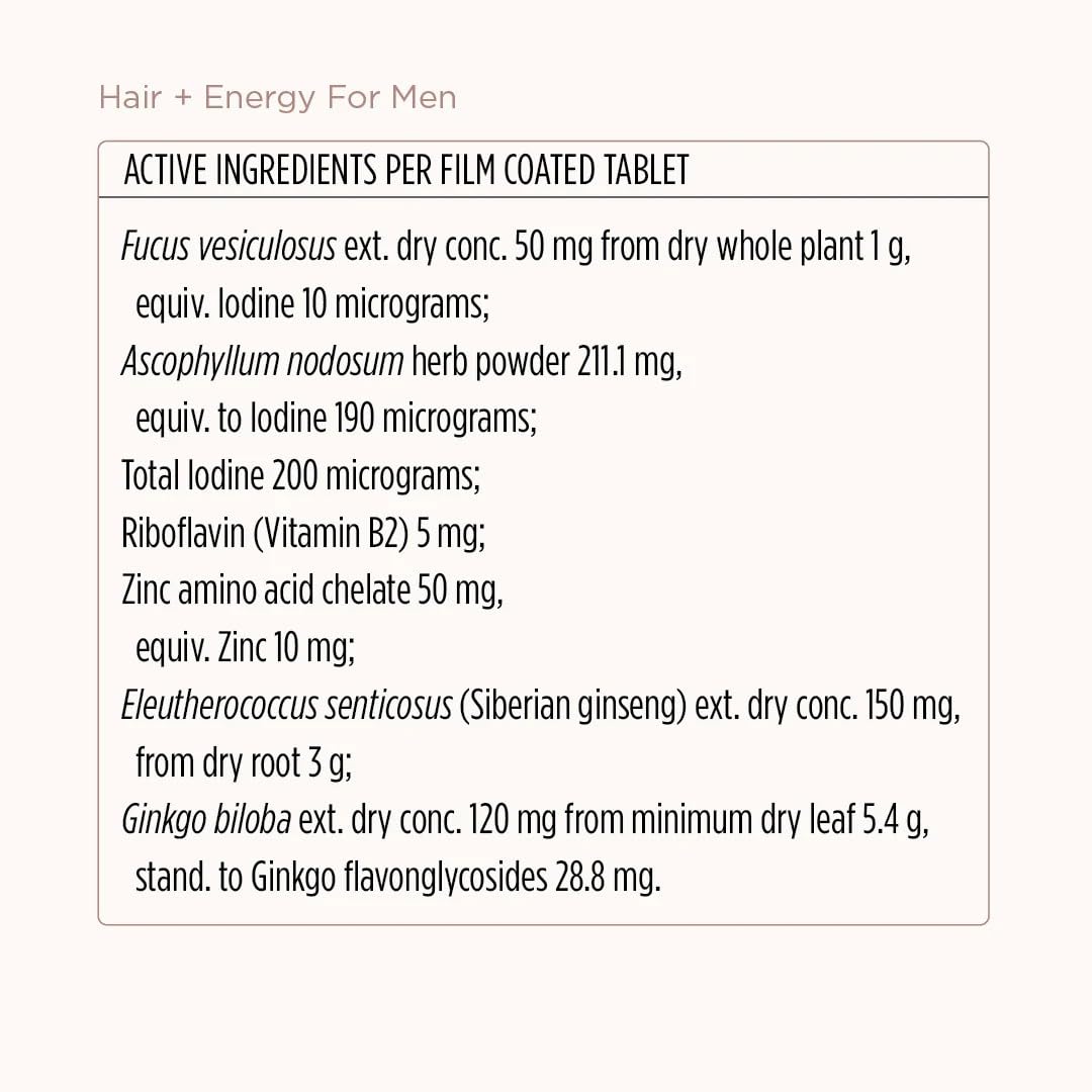 JSHealth Hair Growth Supplement for Men. Kelp Iodine, Zinc, Siberian Ginseng, Ginkgo. Supports Hair, Healthy Hormone Levels, Energy, Stamina. Nutritionist-Formulated (60 Tablets)