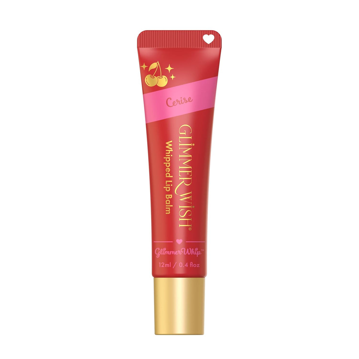 Glimmer Wish Glimmer Whip Hydrating Lip Balm – Organic Castor & Jojoba Oils, Shea & Cocoa Butters – Vegan, Non-Toxic, Moisturizing Lip Care (Cerise)