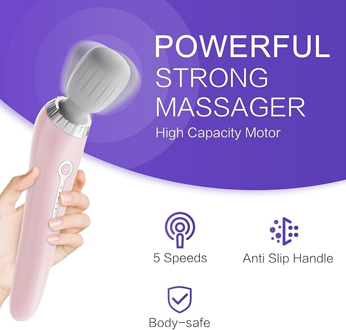 cotsoco Wireless Handheld Massager with Strong Vibration, Personal Therapy Massager, Portable 5 Speeds Electric Body Massage for Sports Recovery, Muscle Aches, Body Pain, Back Leg Shoulder Waist Neck