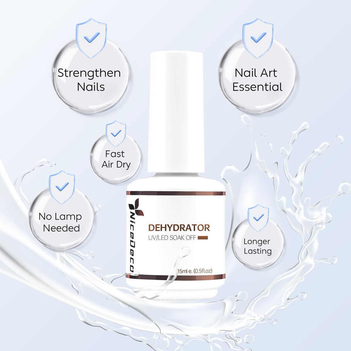 Hema Free Nail Dehydrator Cruelty Free Vegan Nail Prep Dehydrate Bonder, Fast Air Dry, No Lift Prep for Gel and Acrylic Powder, Foundation for Long-lasting Nail Polish