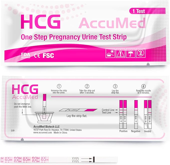 AccuMed Pregnancy Test Strips, 25-Count Individually Wrapped Pregnancy Strips, Early Home Detection Pregnancy Test Kit, Clear HCG Test