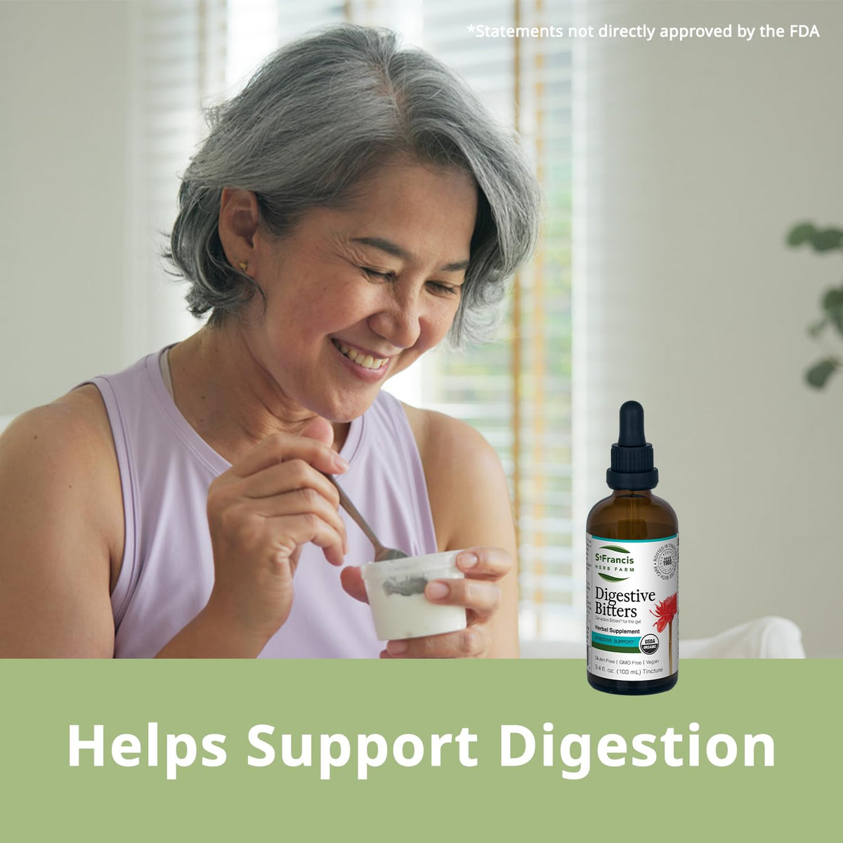 St. Francis Herb Farm Digestive Bitters (3.4floz) Natural Bitters for Digestive Issue Relief (1 Bottle) USDA Certified Organic, GMO-Free, Gluten Free, Vegan, Vegetarian, Herbal Expertise Since 1988
