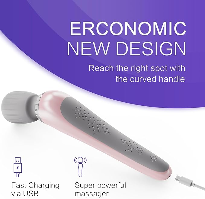 cotsoco Wireless Handheld Massager with Strong Vibration, Personal Therapy Massager, Portable 5 Speeds Electric Body Massage for Sports Recovery, Muscle Aches, Body Pain, Back Leg Shoulder Waist Neck