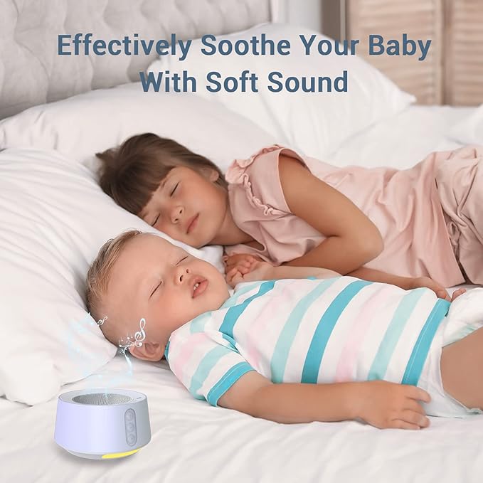 BGOVERSS White Noise Machine with 14 Soothing Sounds and 10 Levels Night Light for Sleeping, 5 Timers and Memory Feature - Plug in Sound Machine for Nursery, Baby, Kids, Adults - Light Purple