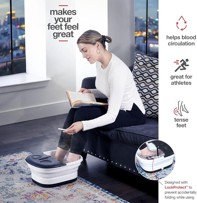 Medical king Foot Spa with Heat and Massage and Jets Includes A Remote Control A Pumice Stone Collapsible Massager with Bubbles and Vibration