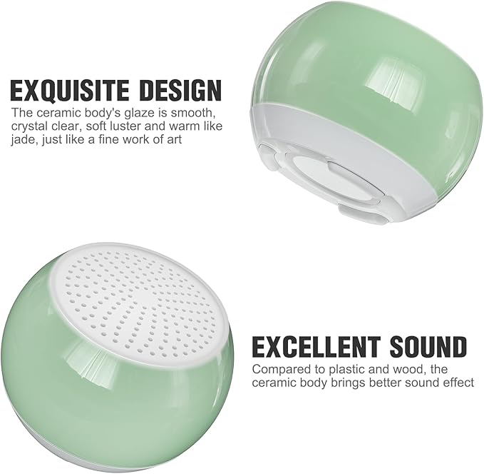 Ceramic Craft Bluetooth Speaker for Meditation & Yoga, Sound Therapy Machine for Stress Relief, Sleep Aid and Focus, Deep Bass, Louder Volume, Light Effect for Boxing Breathing (Green)