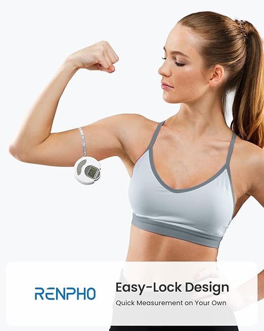 RENPHO Scale for Body Weight & Smart Tape Measure, Non-Bluetooth Solar-Powered Digital Bathroom Scale Charged by Sunlight/Indoor Lights, Body Measuring Tape for Weight Loss, 60in /150cm