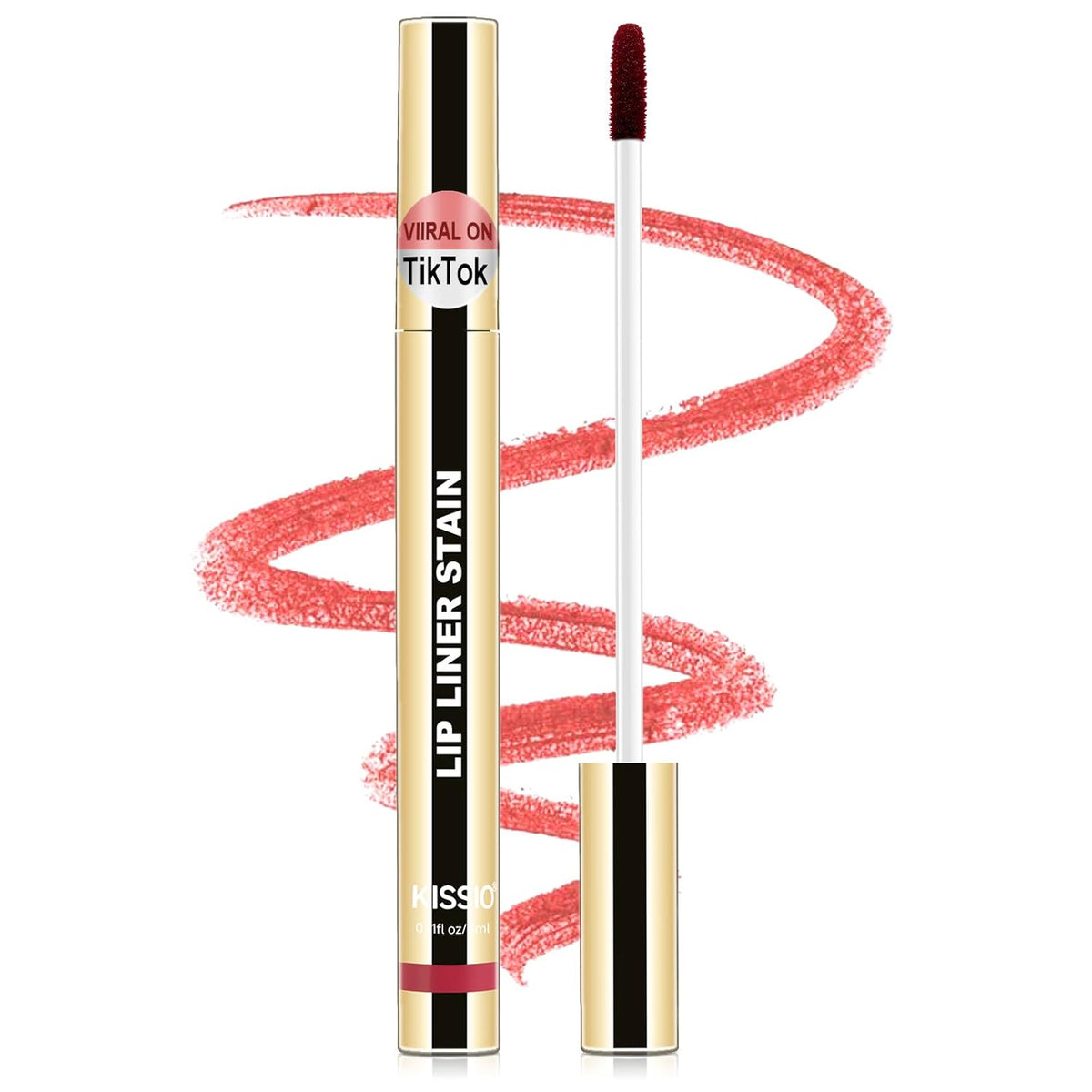 KISSIO Lip Liner Stain,Peel Off Lip Liner,Transfer Proof,Long Lasting and Waterproof,Lips Tint Tattoo,Natural Makeup Stain,Matte Finish,Berry