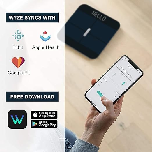 Wyze Smart Scale X - FSA/HSA Eligible - Digital Bathroom Scale for Body Weight, BMI, Body Fat, Muscle Mass, Heart Rate Monitor | Sync with Health Apps | for People, Baby & Pet, 400 lbs (Black)
