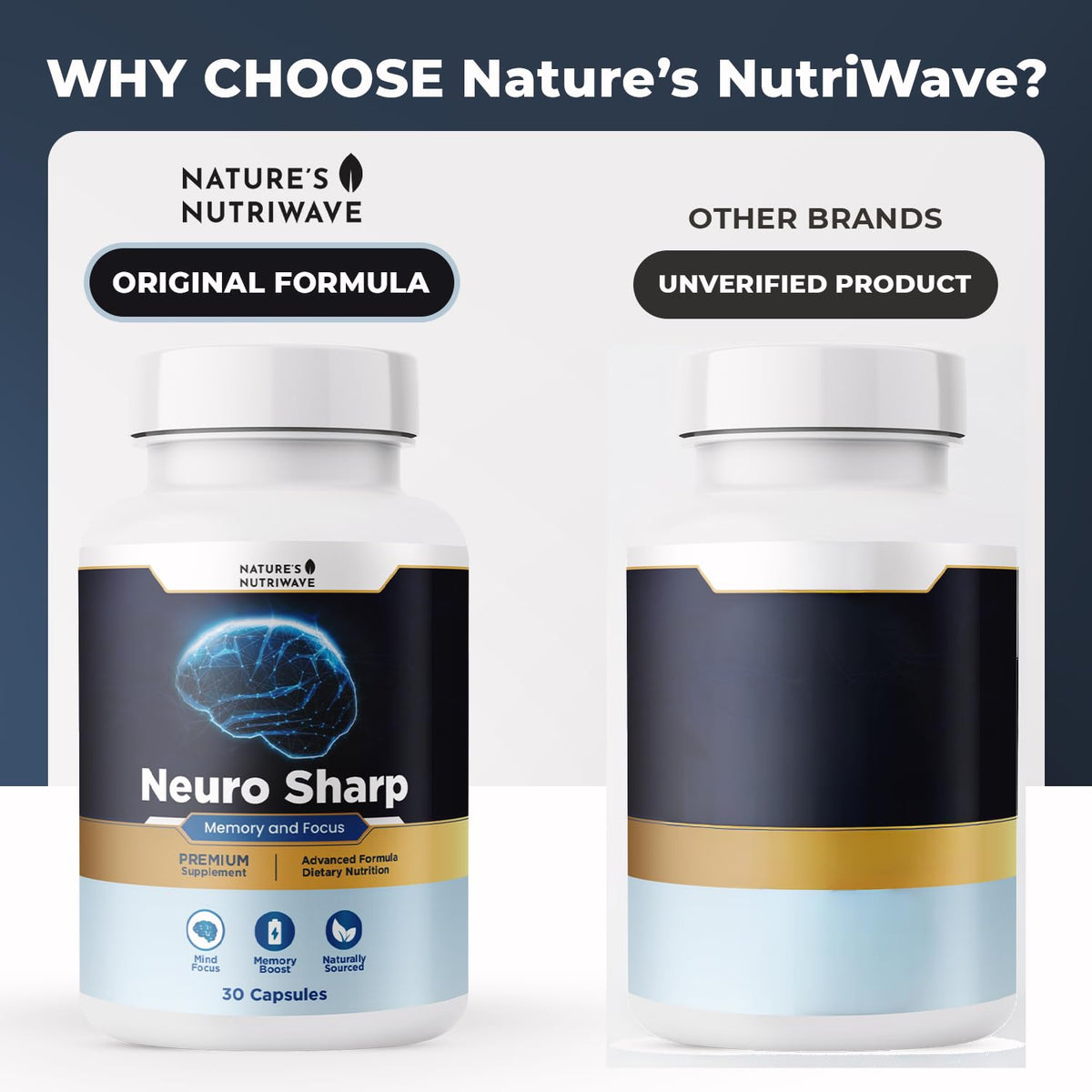 Neuro Sharp – Natural Formula with Bacopa Monnieri, Ginkgo Biloba & Huperzine-A – Made in the USA, Non-GMO, 30 Capsules, 1 Month Supply