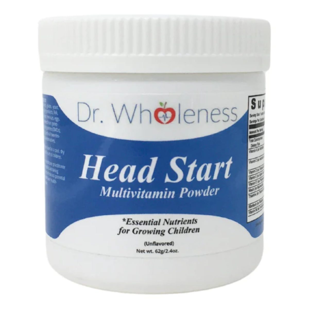 Dr. Wholeness Head Start Multivitamin Powder | Essential Nutrients for Growing Children, Methylated B-Vitamins, Easy to Mix, No Flavors, Sweeteners, or Preservatives | 60 Servings - 2.4 oz