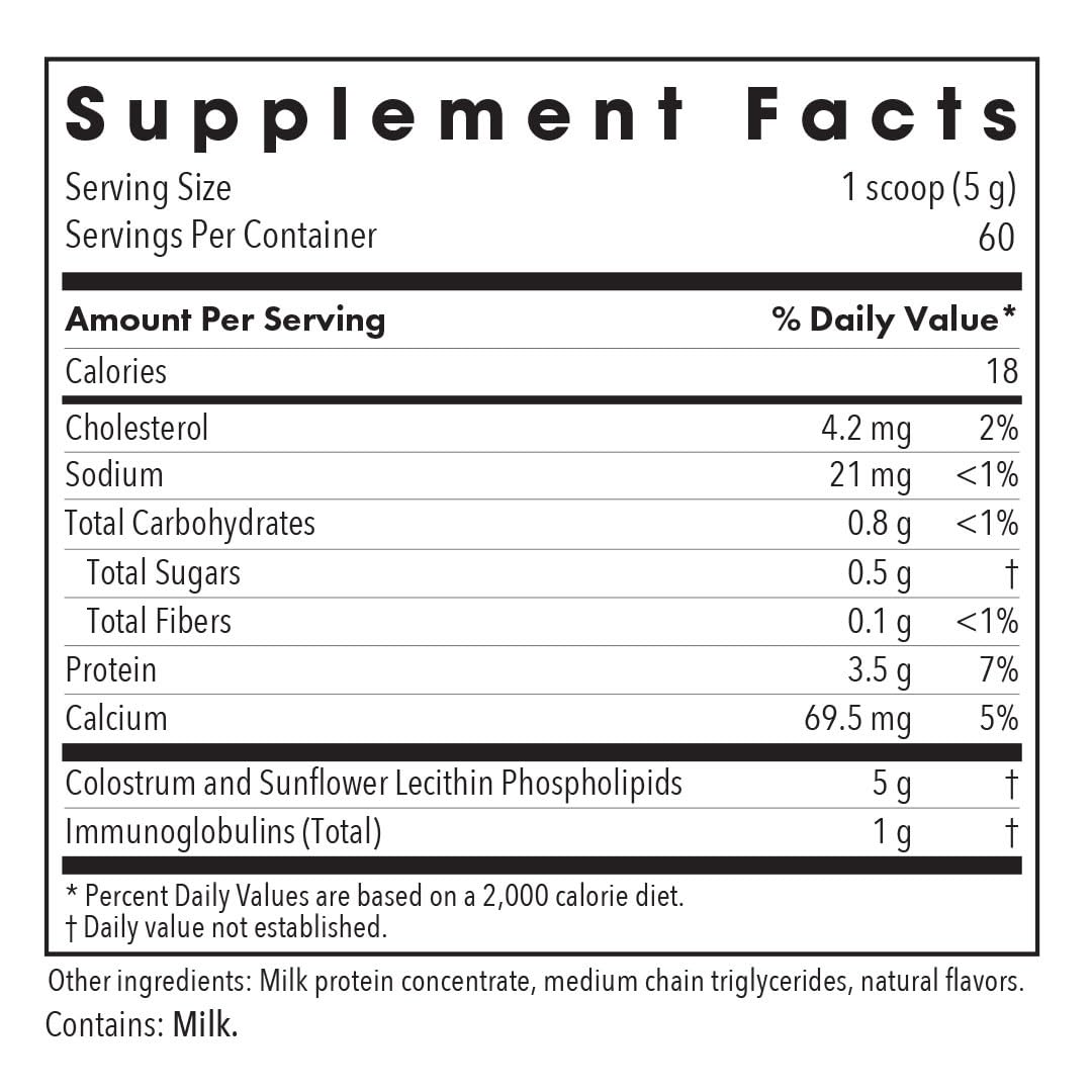 Allergy Research Group ARG Phospholipid Colostrum Powder - Bovine Colostrum Supplement - Immune & Gut Health Support - Sunflower Phospholipid Delivery - Hypoallergenic - 60 Servings - 300 g