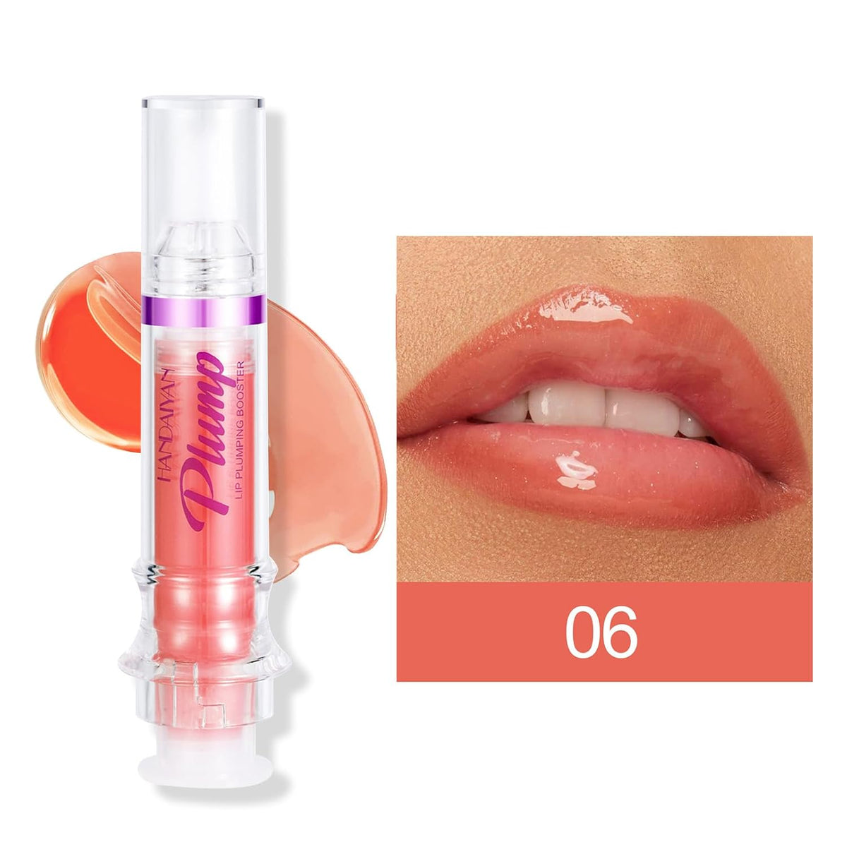 Erinde Plumper Gloss, Natural Spicy Plumping Booster Oil, Ultra-Hydrating & Nourishing Lip Enhancer, Glossy Finish Fuller Gloss for Women Girls, 06#