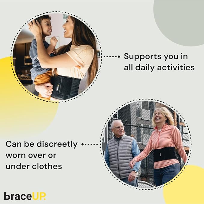 BraceUP Back Support Belt for Men and Women - Breathable Waist Lumbar Support Lower Back Brace for Sciatica, Herniated Disc, Scoliosis Lower Back Pain Relief, with Dual Adjustable Straps (XXL)