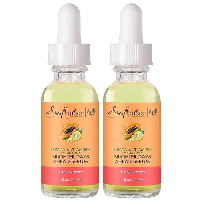 SheaMoisture Papaya & Vitamin C Face Serum, Brighter Days Ahead 2-Pack – For All Skin Types, Even Skin Tone, Glow Up Essentials, 1 Oz Ea