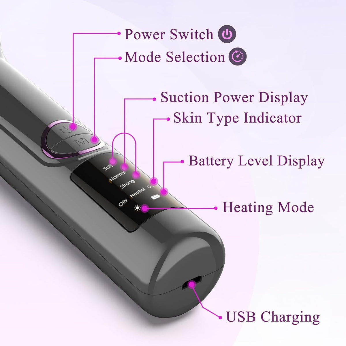Blackhead Vacuum Removers with Heating, Pore Vacuum Blackhead Suction Remover, 3 Adjustable Suction Levels 9 Modes, Comedone Extractor Kit with 5 Suction Heads for Nose & Face Deep Pore Cleaning