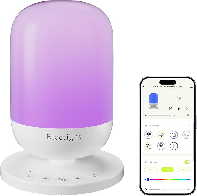 White Noise Machine, Baby Sound Machine with Night Light, 34 Soothing Sleep Sounds App Control, 7 Colors Nightlight with Timer, Wi-Fi White Noise Sound Machine for Adult Baby Sleep Travel